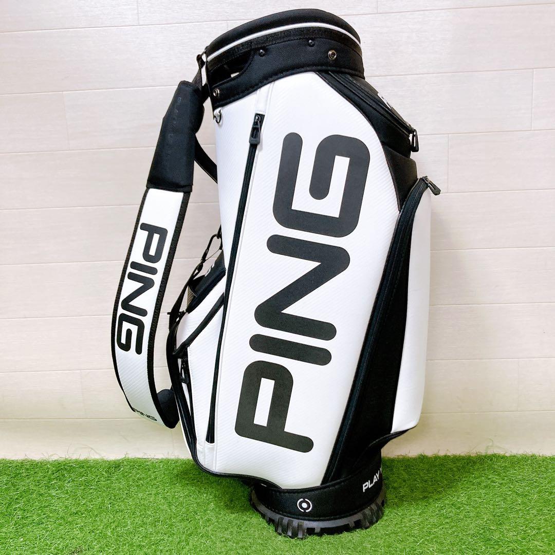 H【美品・人気】PING ピン キャディバッグ カート型 ホワイト×ブラック