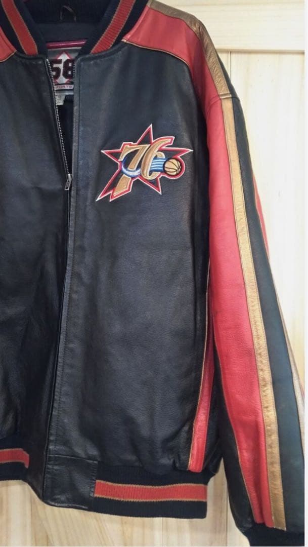 vintage NBA 76ers シクサーズ レザージャケット 2XL