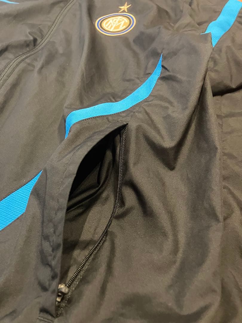 インテルNIKEナイロンジャケット黒青 ドリルトップ　ピステ　古着　ビンテージ