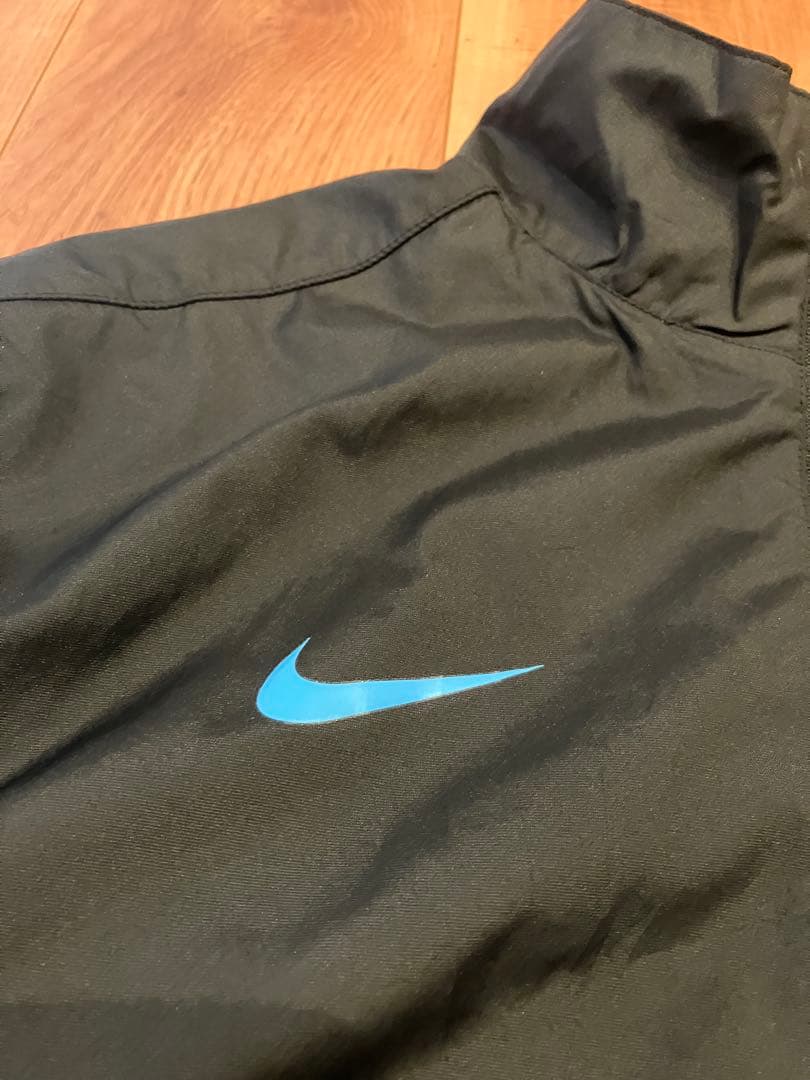 インテルNIKEナイロンジャケット黒青 ドリルトップ　ピステ　古着　ビンテージ