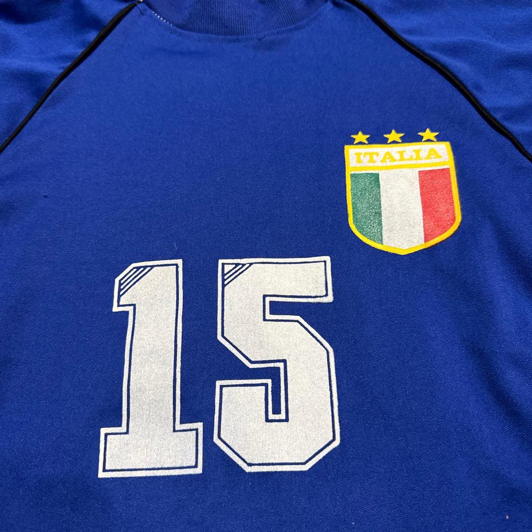 サッカー　イタリア代表　ロンt 長袖tシャツ　ユニセックス　ビンテージ　青