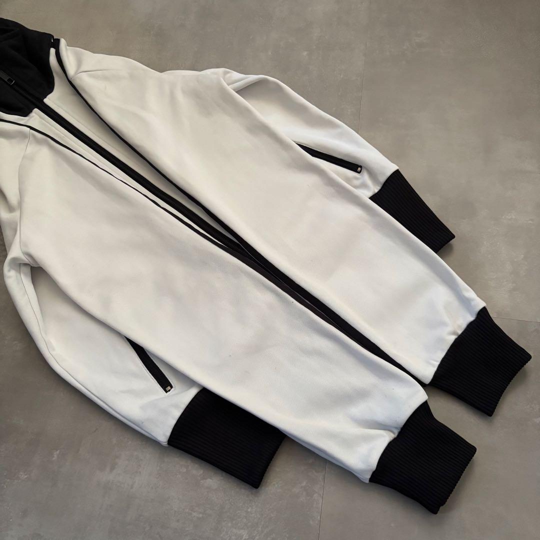 00s adidas アディダス　トラックジャケット　白黒　短丈　タイト　y2k