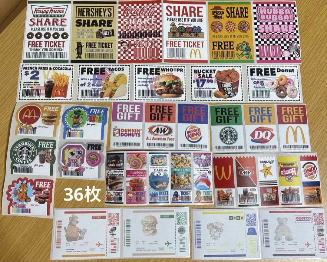 アメキャラ　ロールシール　切り売り300枚　詰め合わせパック　平袋&ジップ付き