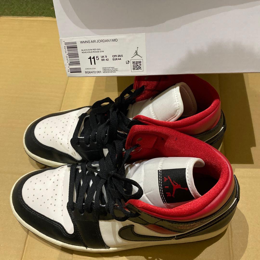✳️エアジョーダン1 MID WMS 白✖️黒✖️赤　28.5cm USED