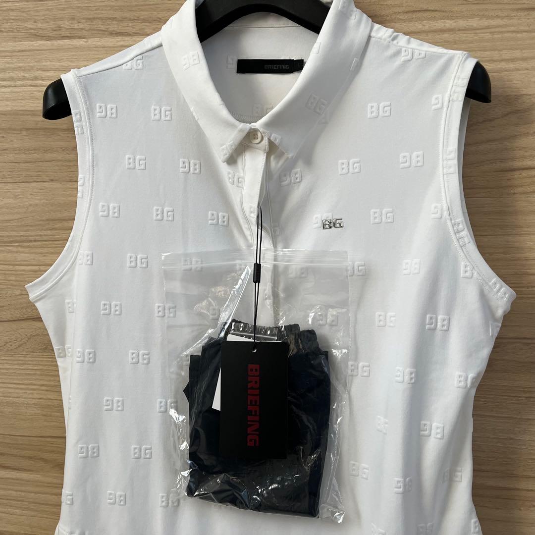 新品★38,500円 BRIEFINGゴルフワンピース BGロゴ柄ポロワンピ白L