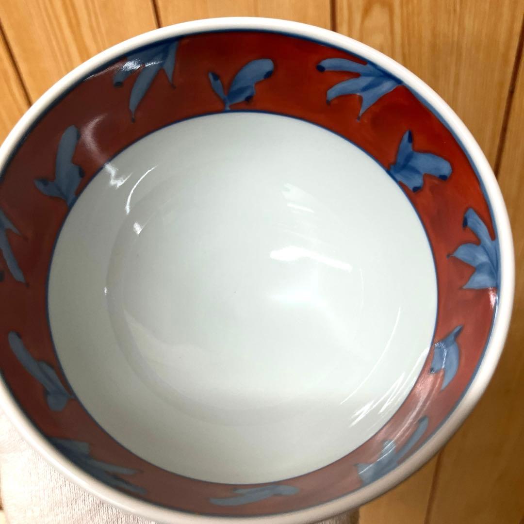 E89 【未使用】 源右衛門 赤濃牡丹絵 茶碗　飯碗