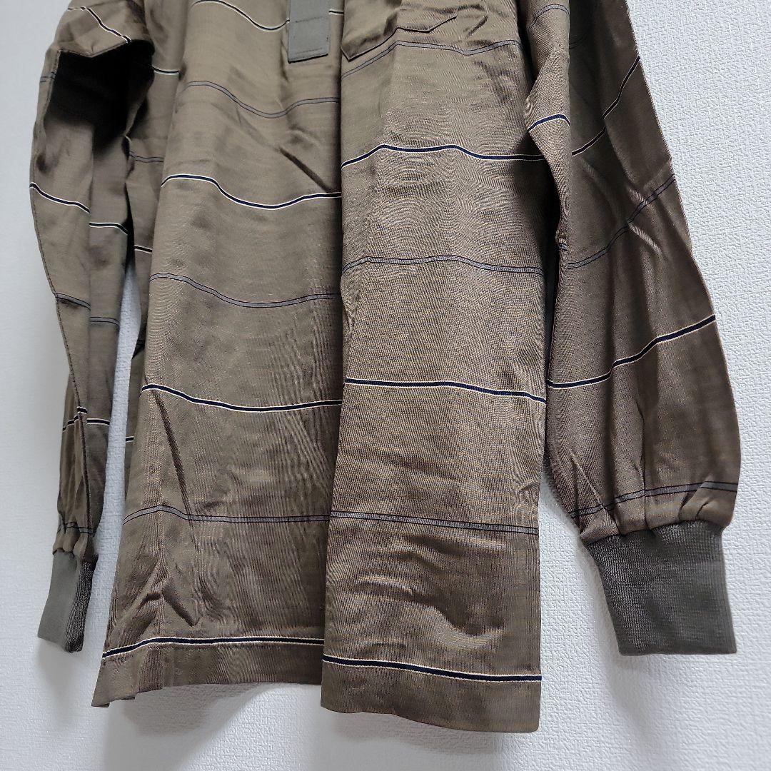 新品定価18700円 高級エジプト綿 ブラウンストライプポロシャツ Mサイズ