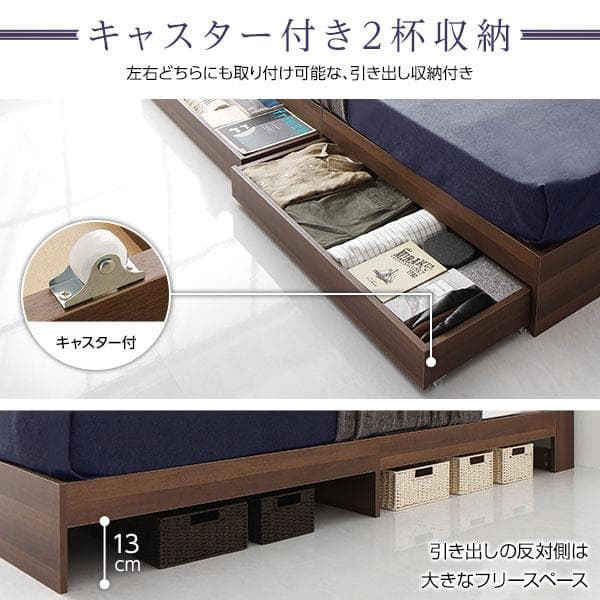 ベッド  ブラック セミダブル ポケットコイルマットレス付きds-2173649