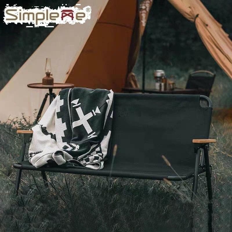 Simpleme ベンチチェア ブラック OW-130 クッションカバー付
