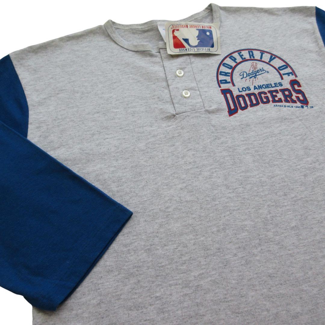 新品! 90s MLBロサンゼルスドジャース ARTEXヘンリーネックTシャツ