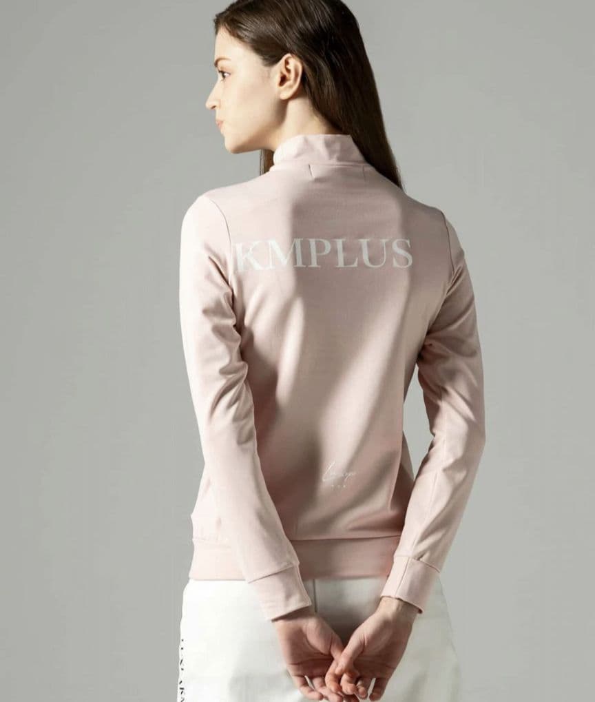 新品 LUXEAKMPLUS 光沢ロゴモックネックTシャツ ピンク S