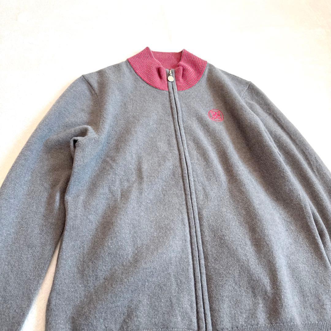 G/FORE カシミヤ混 ジップニット 40 グレー×ピンク