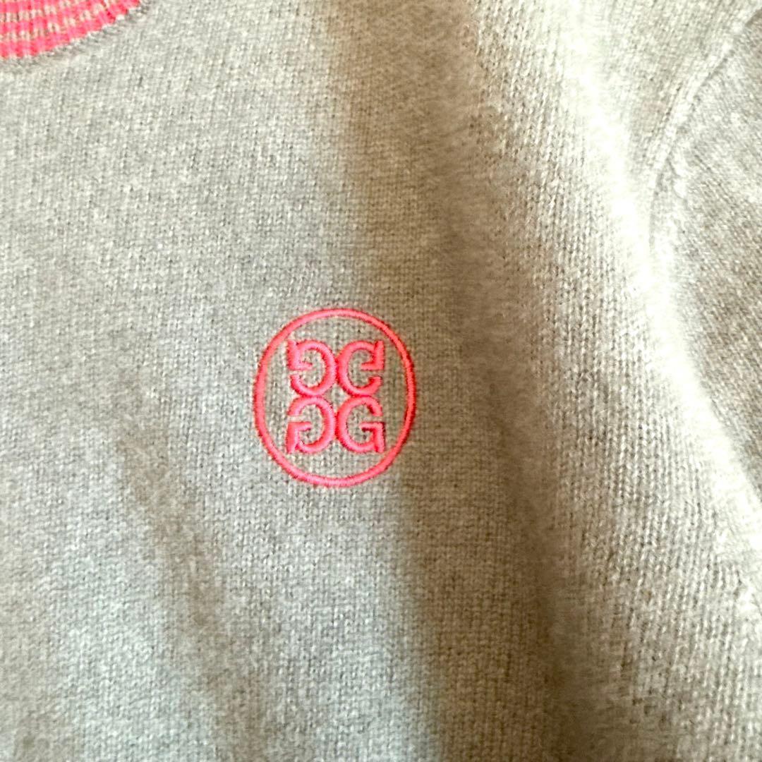 G/FORE カシミヤ混 ジップニット 40 グレー×ピンク