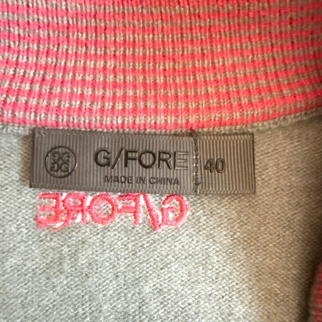 G/FORE カシミヤ混 ジップニット 40 グレー×ピンク