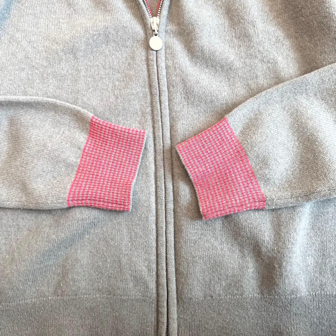 G/FORE カシミヤ混 ジップニット 40 グレー×ピンク