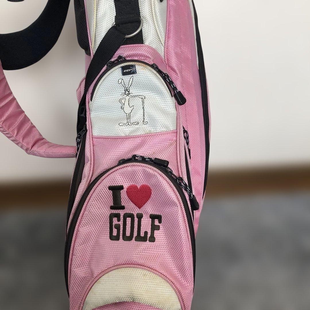 ピンク I LOVE GOLF ゴルフバッグ