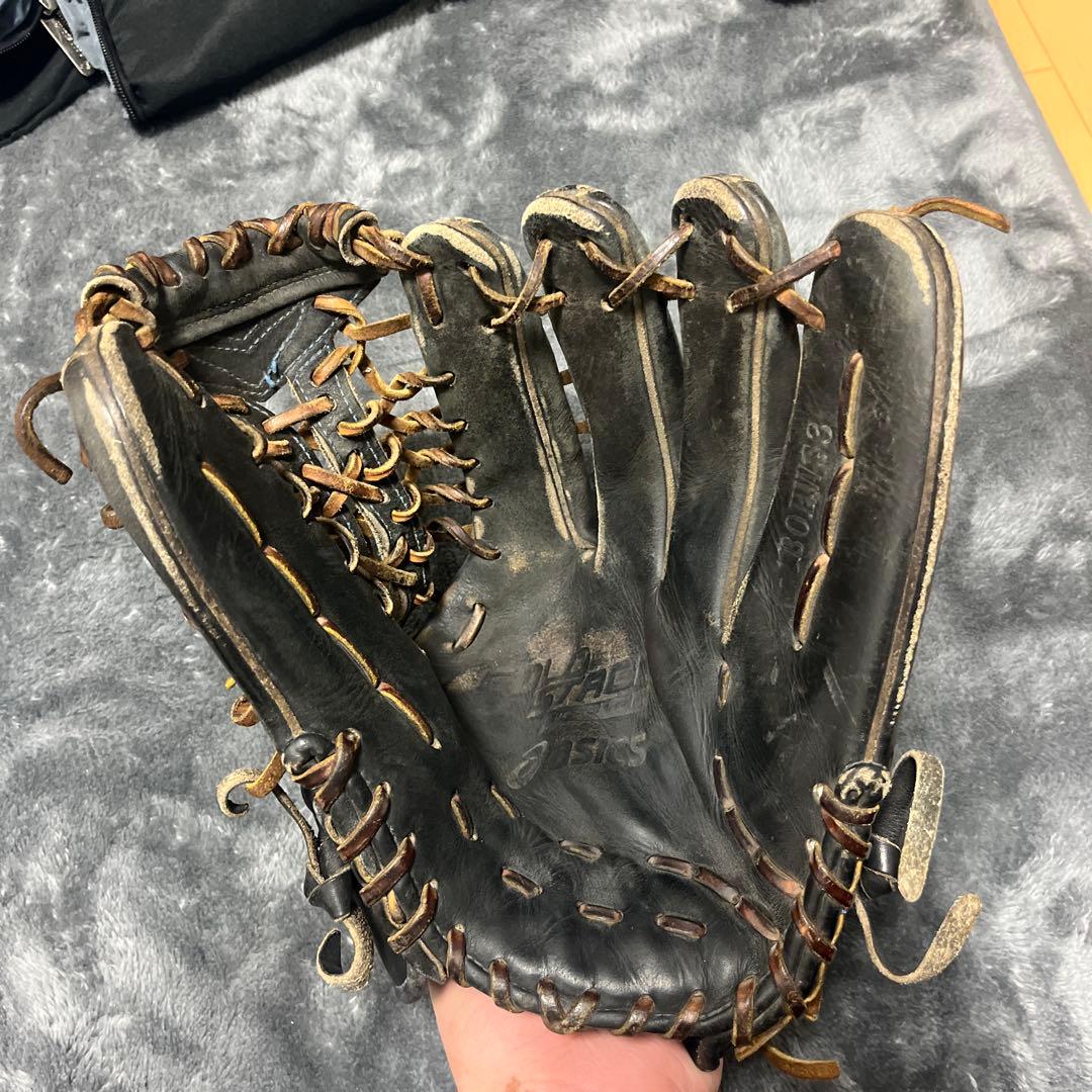 硬式野球グローブ 黒 レザー 右投げ用