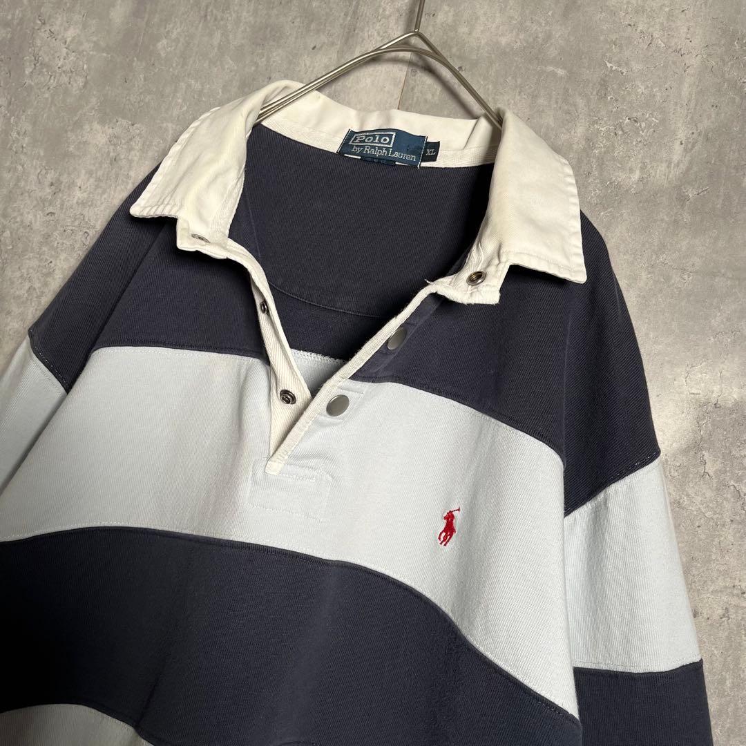 ⭐️希少⭐️ラルフローレン ラガーシャツ ボーダー XL ビッグサイズ ネイビー