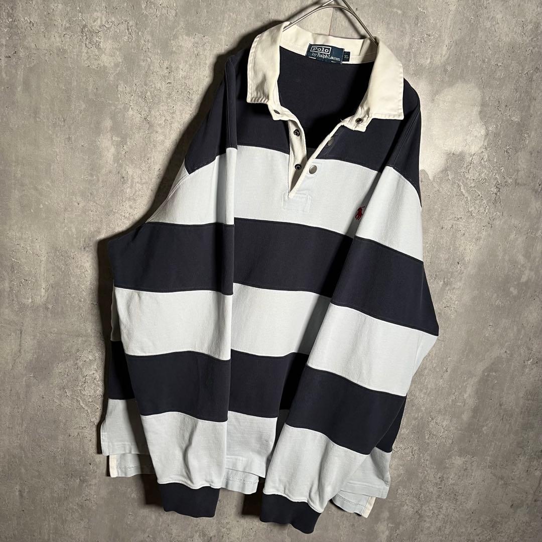 ⭐️希少⭐️ラルフローレン ラガーシャツ ボーダー XL ビッグサイズ ネイビー