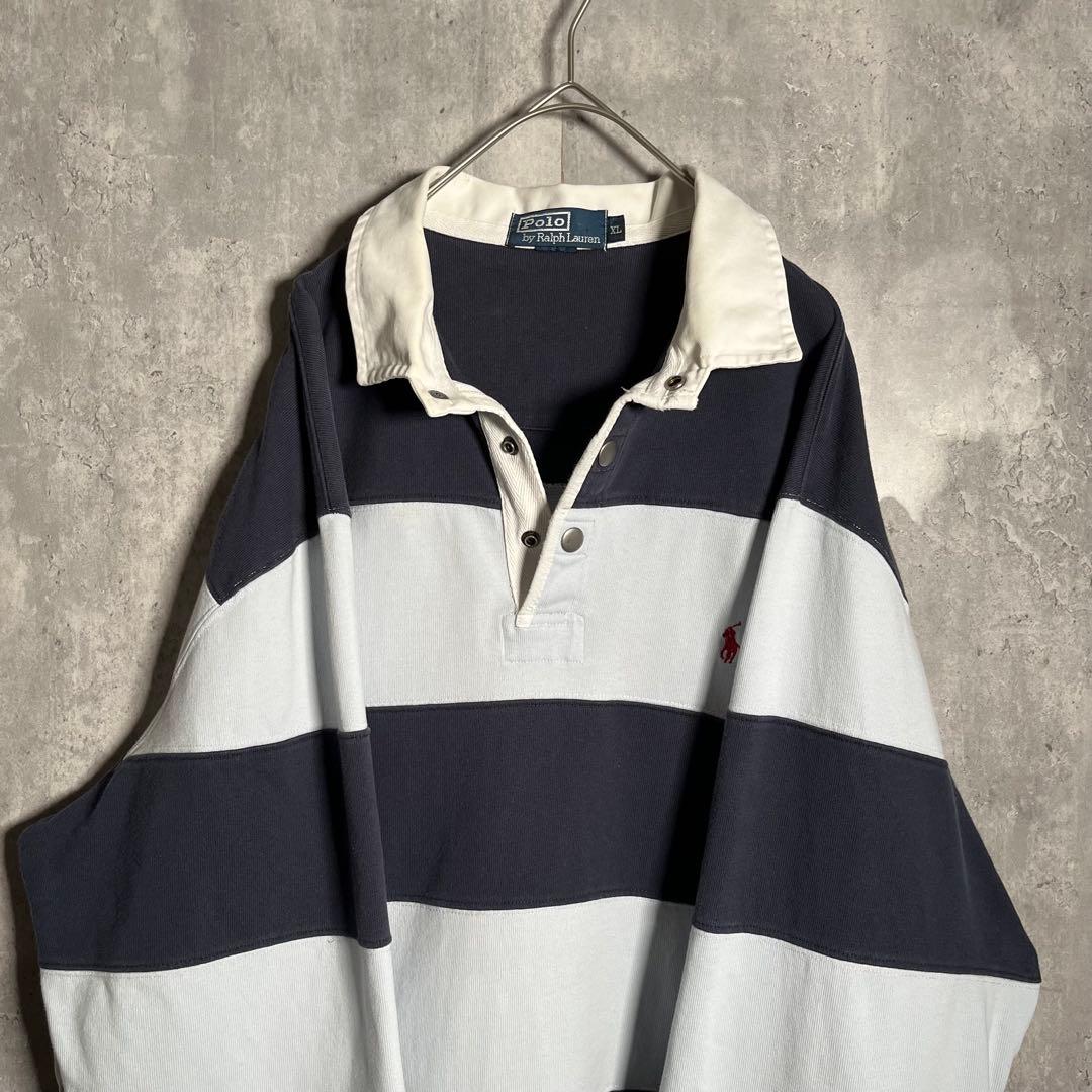 ⭐️希少⭐️ラルフローレン ラガーシャツ ボーダー XL ビッグサイズ ネイビー