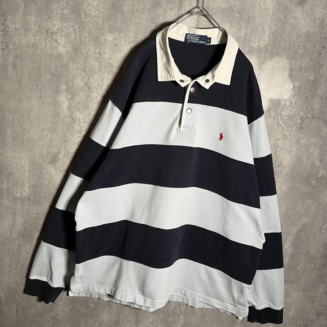 ⭐️希少⭐️ラルフローレン ラガーシャツ ボーダー XL ビッグサイズ ネイビー