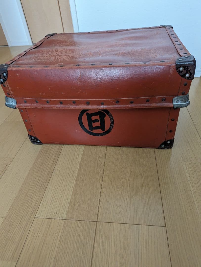 ボテ箱希少蓋付き朱ケース古道具 アンティーク レトロ 年代レア 古美術コンテナ