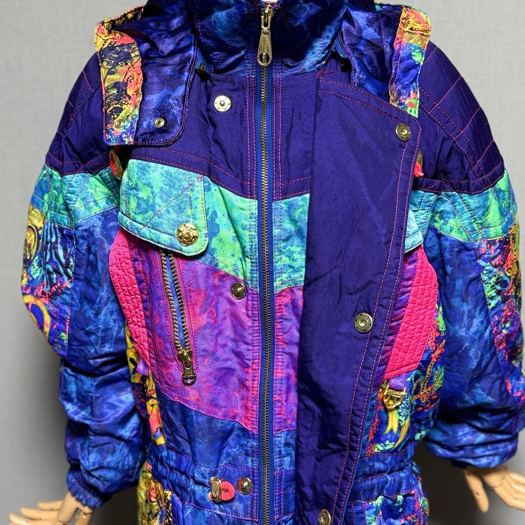 エレッセ　日本製 スキーウェア上下セット 90s レトロ 総柄 ゴールドウイン