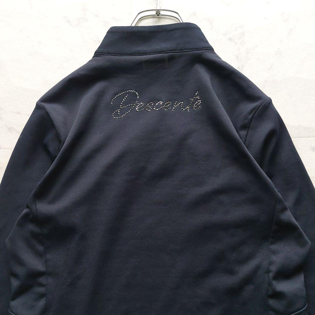 極美品 デサントゴルフ LUXE 長袖スキッパーシャツ S 濃紺