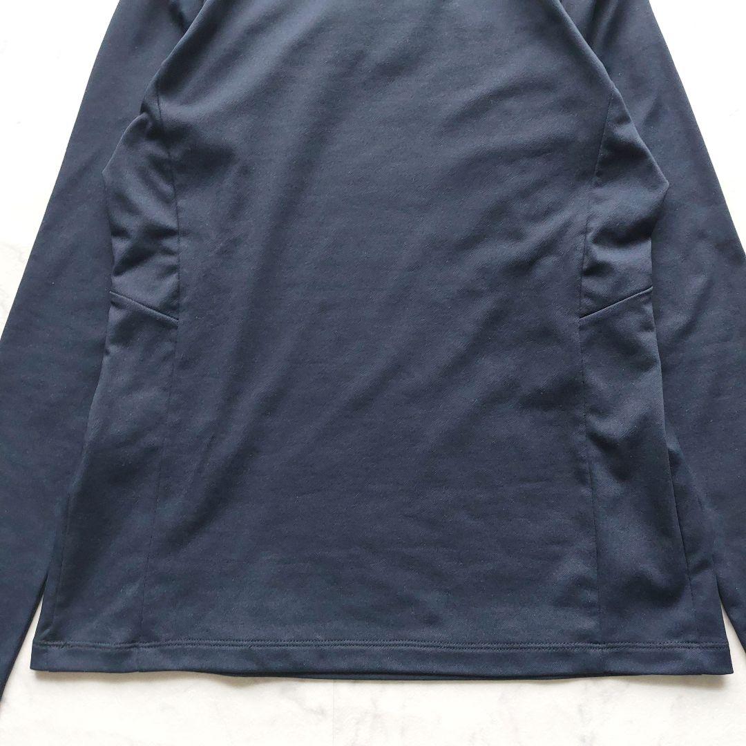 極美品 デサントゴルフ LUXE 長袖スキッパーシャツ S 濃紺