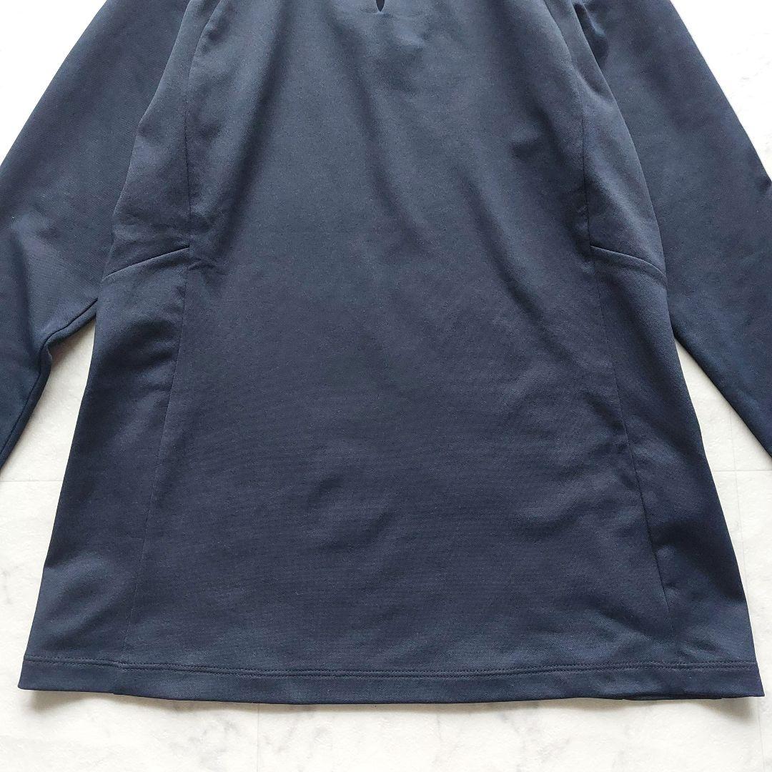 極美品 デサントゴルフ LUXE 長袖スキッパーシャツ S 濃紺