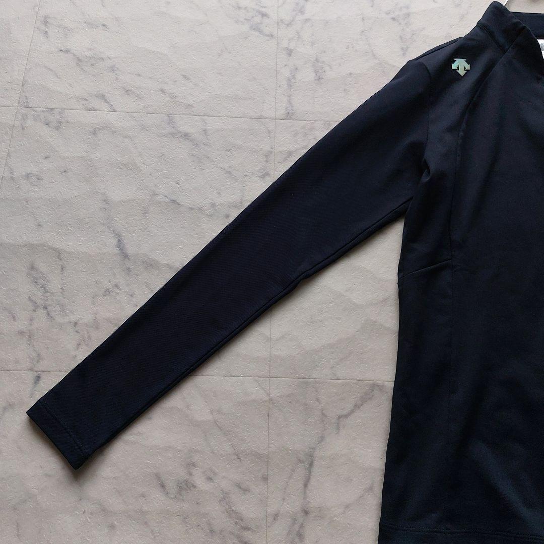 極美品 デサントゴルフ LUXE 長袖スキッパーシャツ S 濃紺