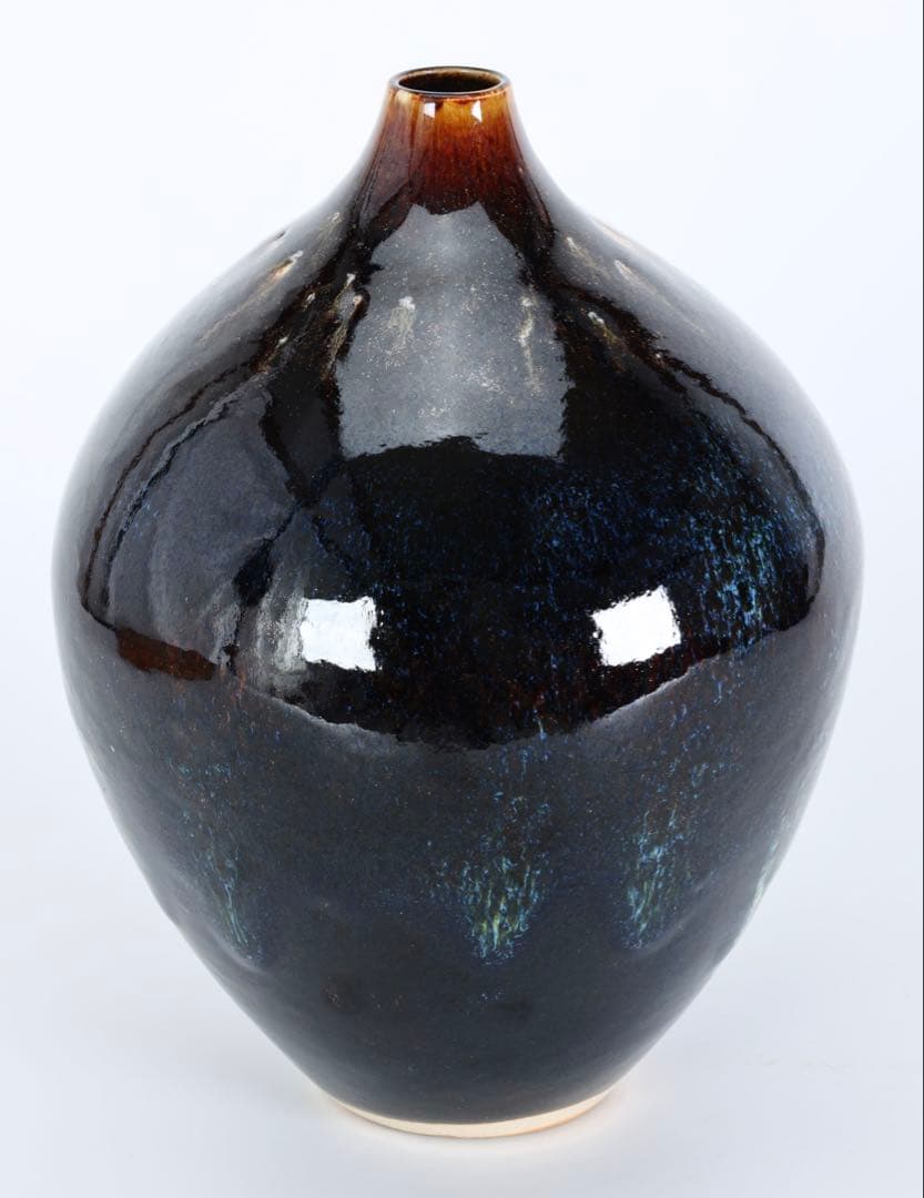 在銘 作家物 窯変釉 大壺 花瓶 共箱付 27cm 飾壺 美術工芸品 陶芸作品