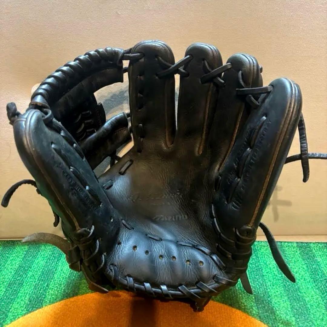 内野手用 軟式グローブ 久保田スラッガー ラベル交換済 ミズノプロ 黒