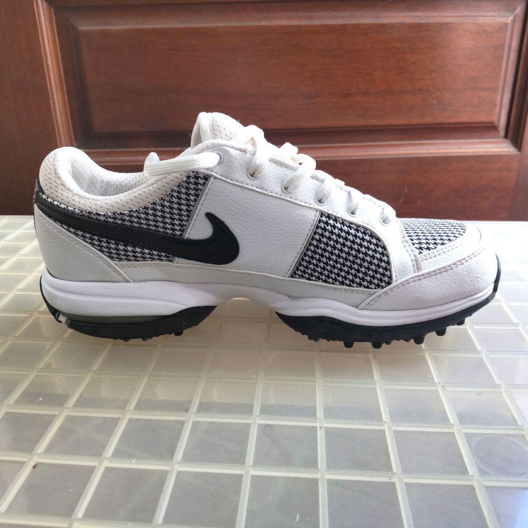 【Nike Air 】TaC ゴルフシューズ 白/黒千鳥格子柄　22.5cm