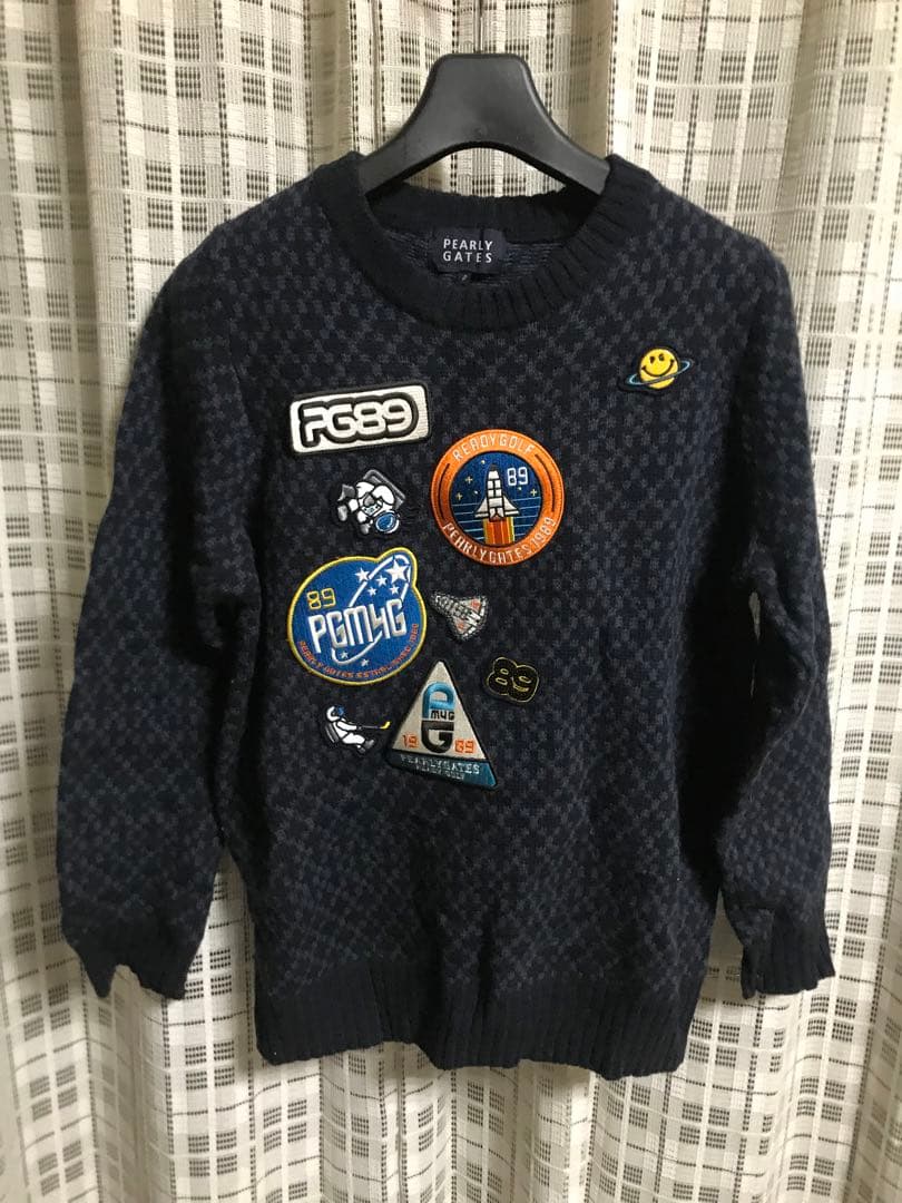 PEARLY GATES ワッペンニット 0 宇宙　レディース　セーター