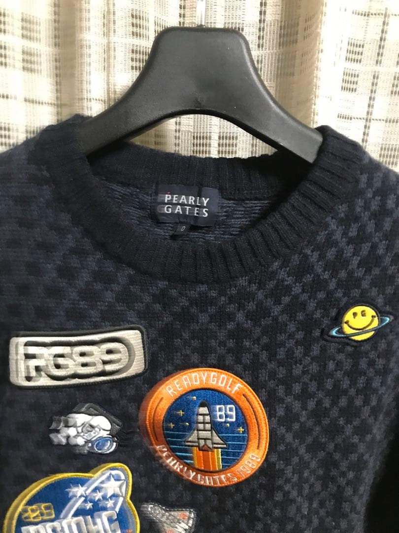 PEARLY GATES ワッペンニット 0 宇宙　レディース　セーター