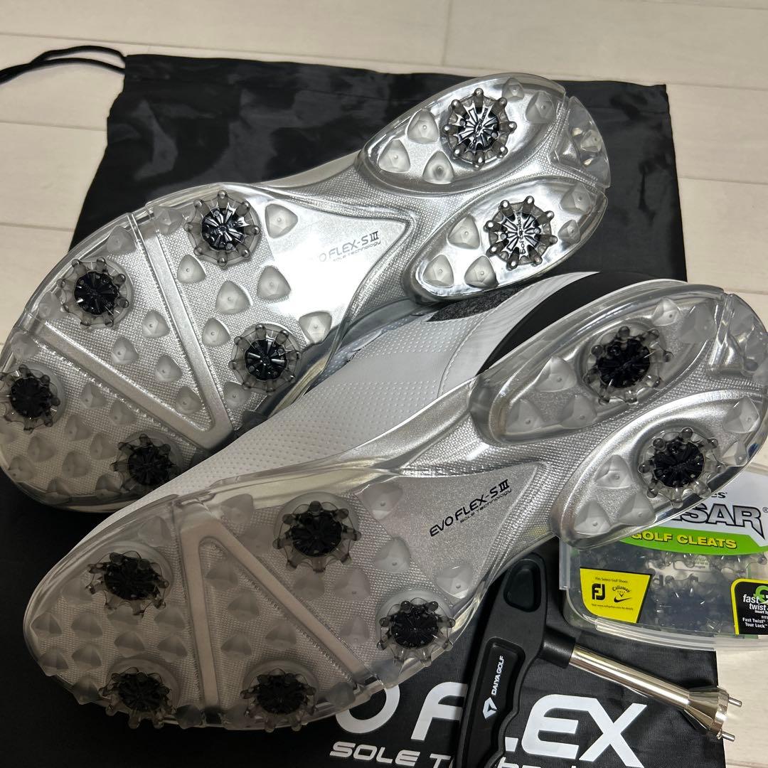 新品未使用スパイク26cmつるやゴルフシューズ ホワイト