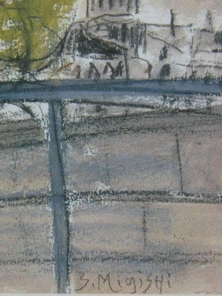 三岸節子、【パリ（サンルイ島）】、希少なデッサン・画集画