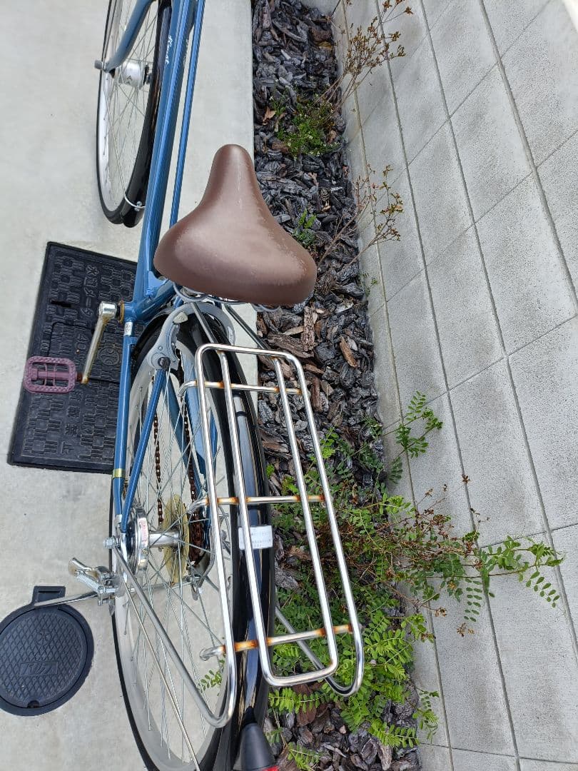 青色シティサイクル 前カゴ付き