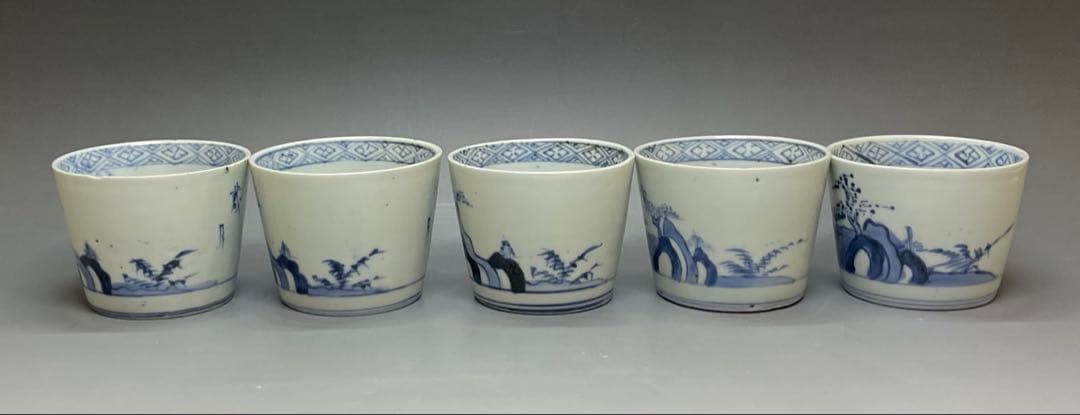 古伊万里　蕎麦猪口　染付　10客　f0019