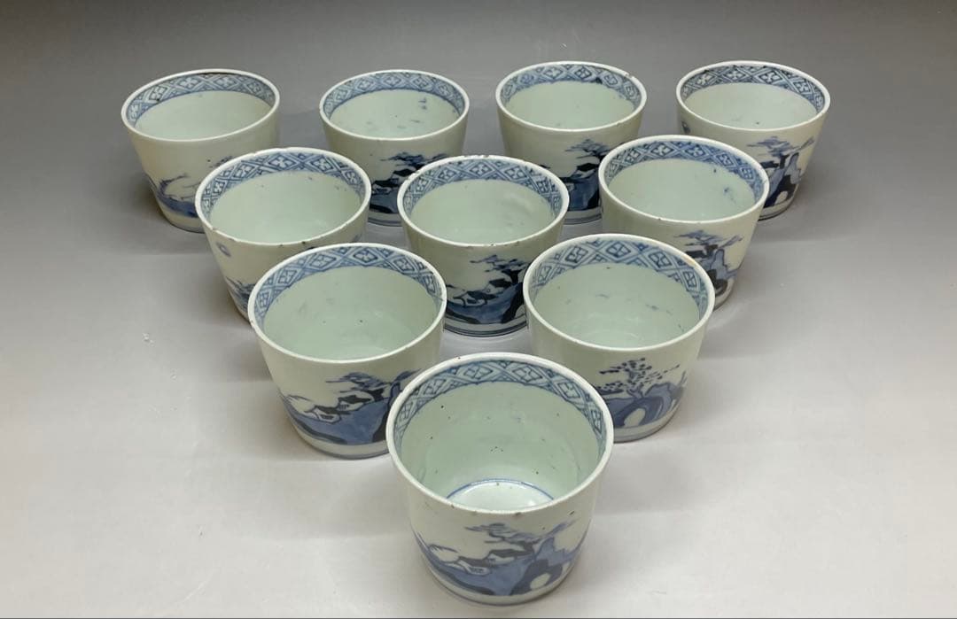 古伊万里　蕎麦猪口　染付　10客　f0019