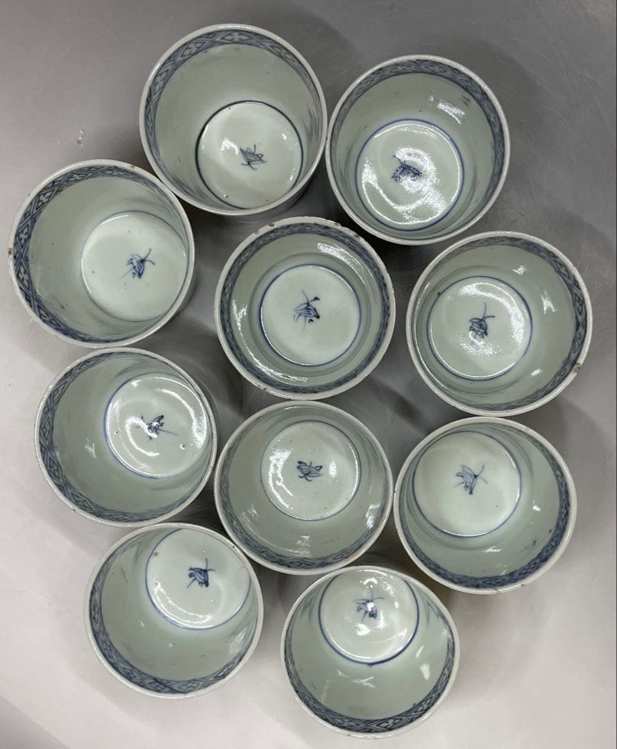 古伊万里　蕎麦猪口　染付　10客　f0019