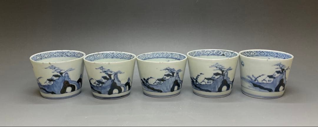 古伊万里　蕎麦猪口　染付　10客　f0019
