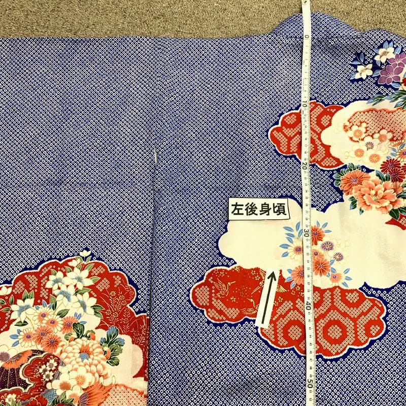 511ag13□七五三 七歳 女児 着物&袋帯&長襦袢 鹿の子 毬 花□美品