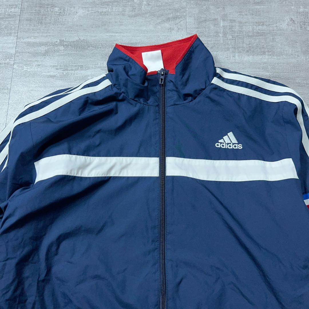 美品 adidas 防寒 裏地 ウィンドブレーカー上下セット メンズ Mネイビー