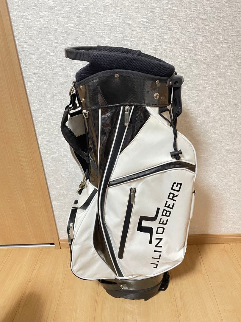 J.LINDEBERG キャディバッグ 白/黒　スタンドバッグ　フード無し