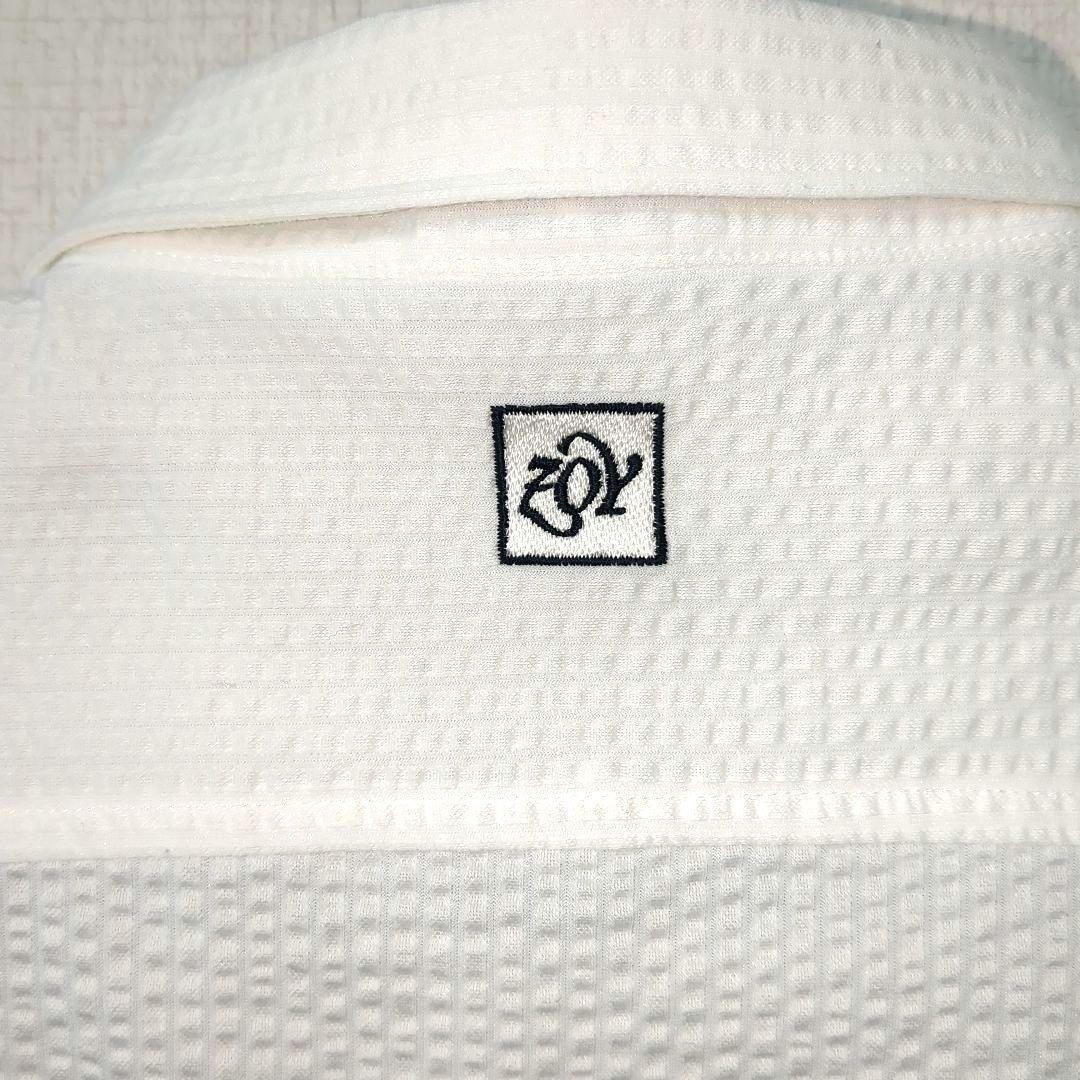 【美品】ZOY ゾーイ シアサッカーボタンダウンシャツ 刺繍ロゴ 刻印ボタン 2