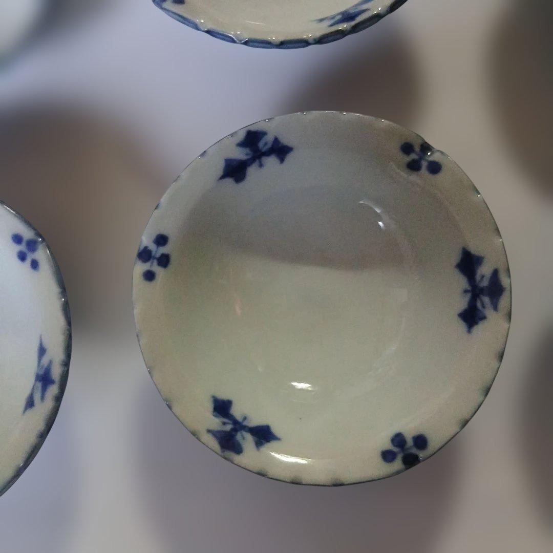 【未使用品】京焼・清水焼　光寿　青い花模様 陶器製小鉢　 6個セット