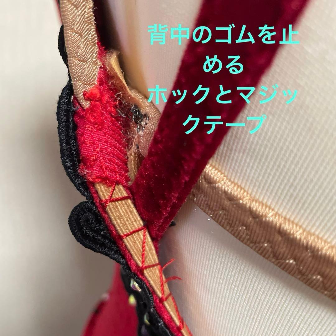 社交ダンス　日本製ラテンドレス　光沢ベロア　伸縮性　ボルドー赤　S〜M
