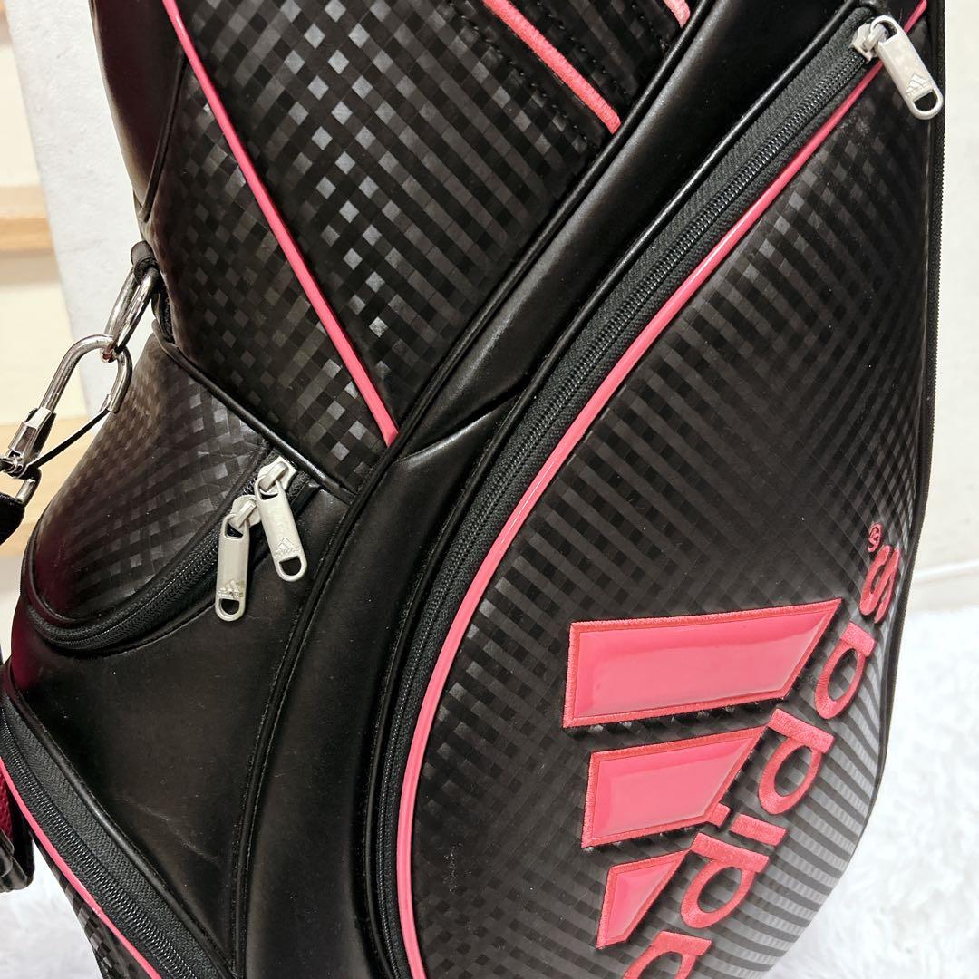【美品】adidas レディス ゴルフ キャディバッグ ブラック ピンク